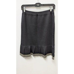 Luisa Spagnoli Black/Ivory Striped Knit Skirt